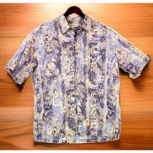 Tori Richard Men’s Hawaiian Shirt Button Up Floral Cotton Lawn Made In USA Large